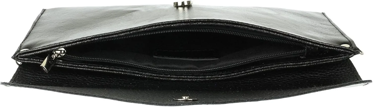 Girly HandBags Womens Leather Italian Metallic Shimmer Envelope Wrist Clutch Bag