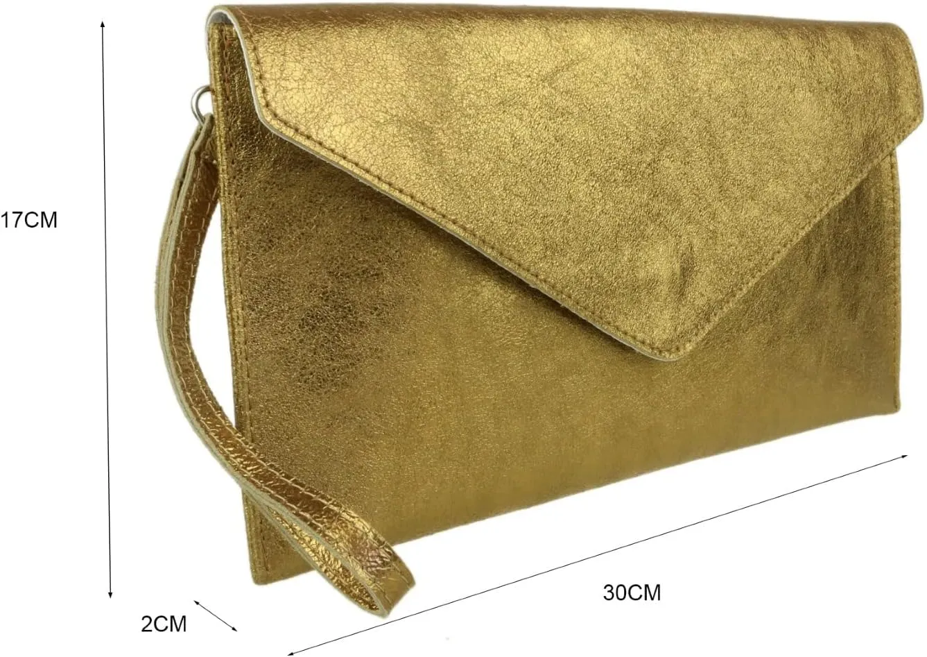 Girly HandBags Womens Leather Italian Metallic Shimmer Envelope Wrist Clutch Bag