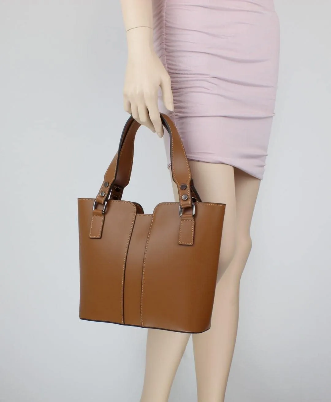 Girly HandBags Womens Plain Italian Genuine Leather Crossbody Tote Bag