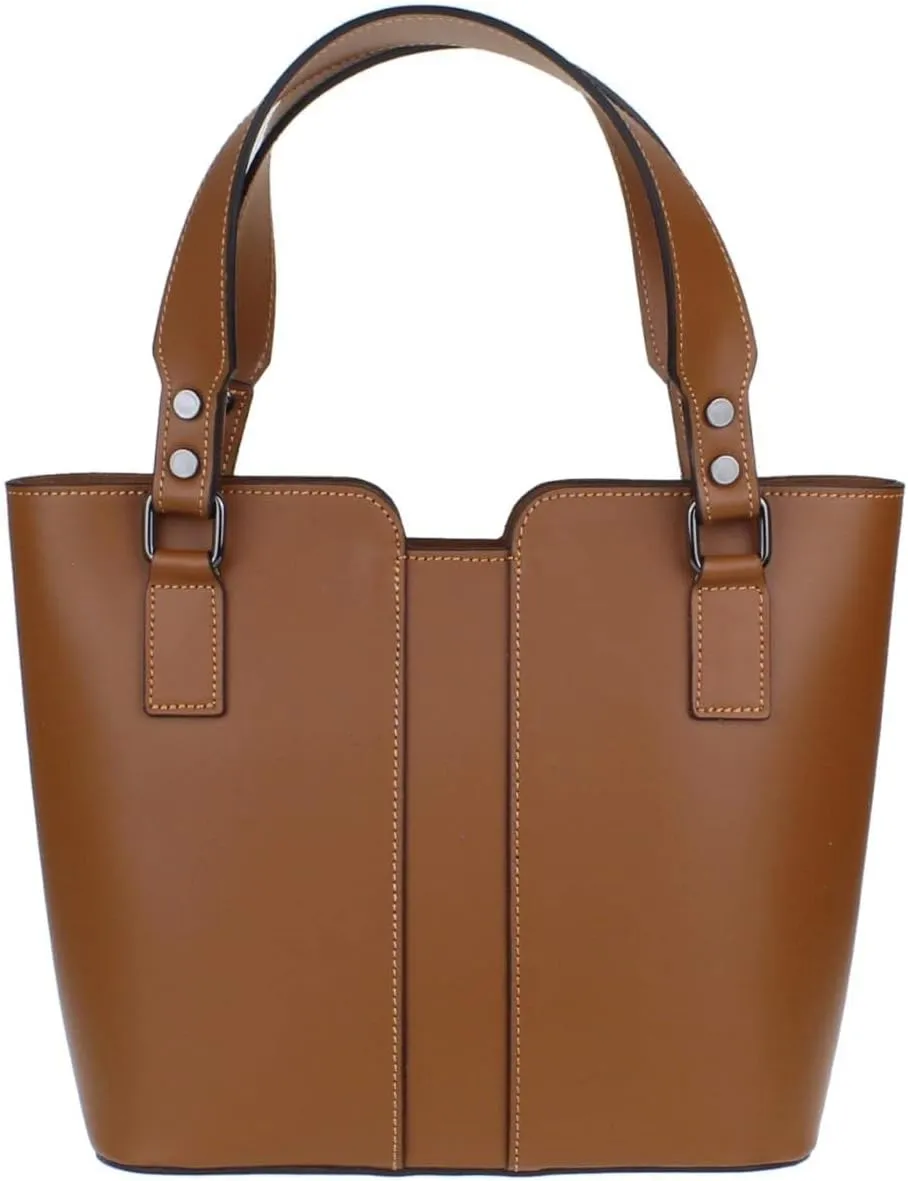 Girly HandBags Womens Plain Italian Genuine Leather Crossbody Tote Bag