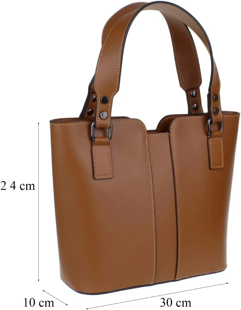 Girly HandBags Womens Plain Italian Genuine Leather Crossbody Tote Bag