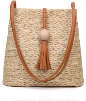 GL-Turelifes Round Summer Straw Bag Big Weave Handbags Beach Shoulder Bags Vocation Tote HandbagsTravel Bag for Women
