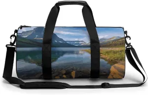 Glacier National Park Gym Bag Small Travel Duffle Bag with Compartment Carry On Weekender Bag for Women Men
