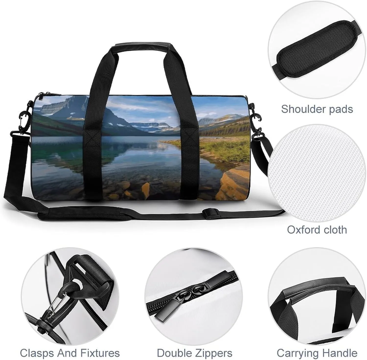 Glacier National Park Gym Bag Small Travel Duffle Bag with Compartment Carry On Weekender Bag for Women Men