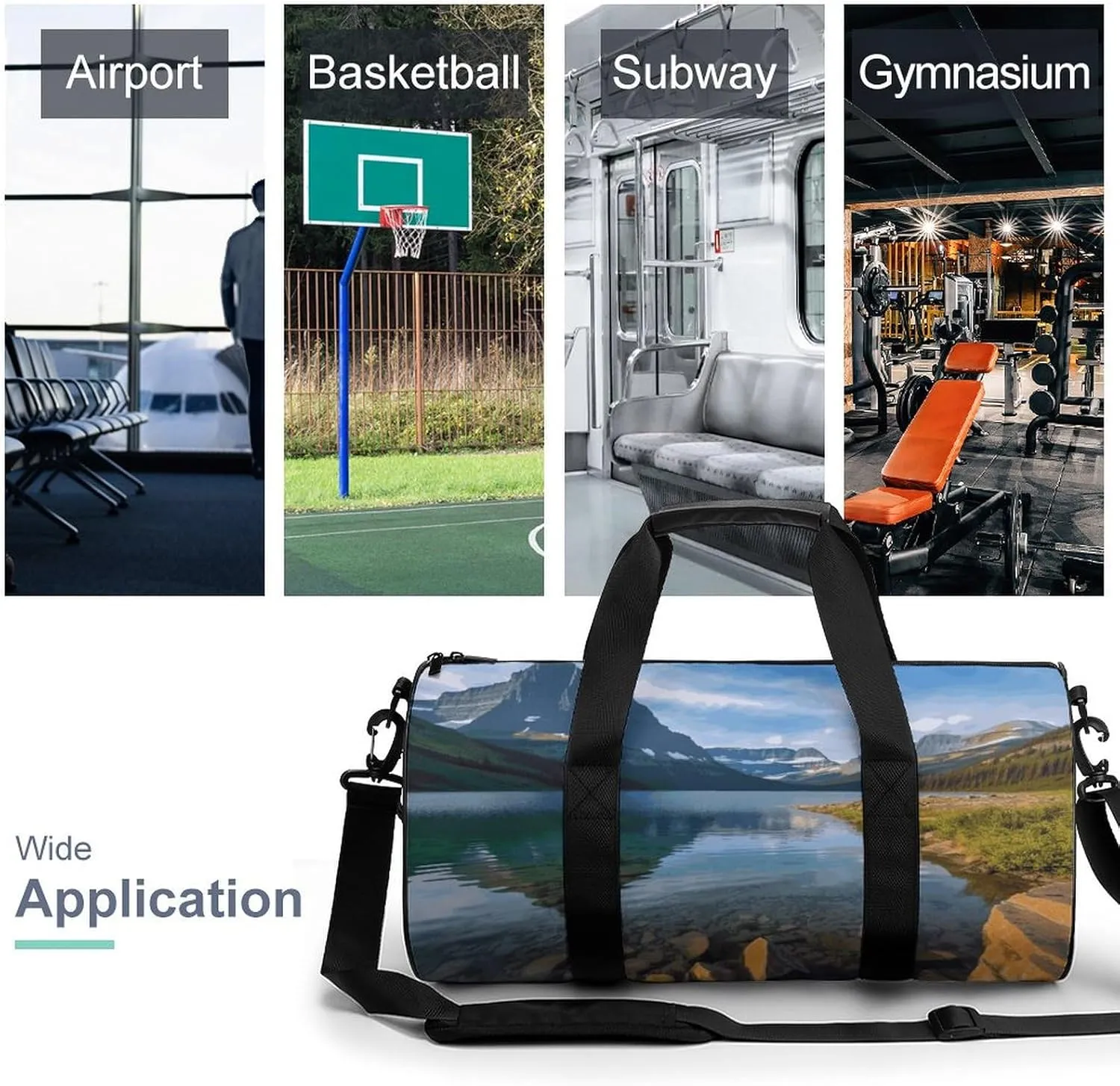 Glacier National Park Gym Bag Small Travel Duffle Bag with Compartment Carry On Weekender Bag for Women Men