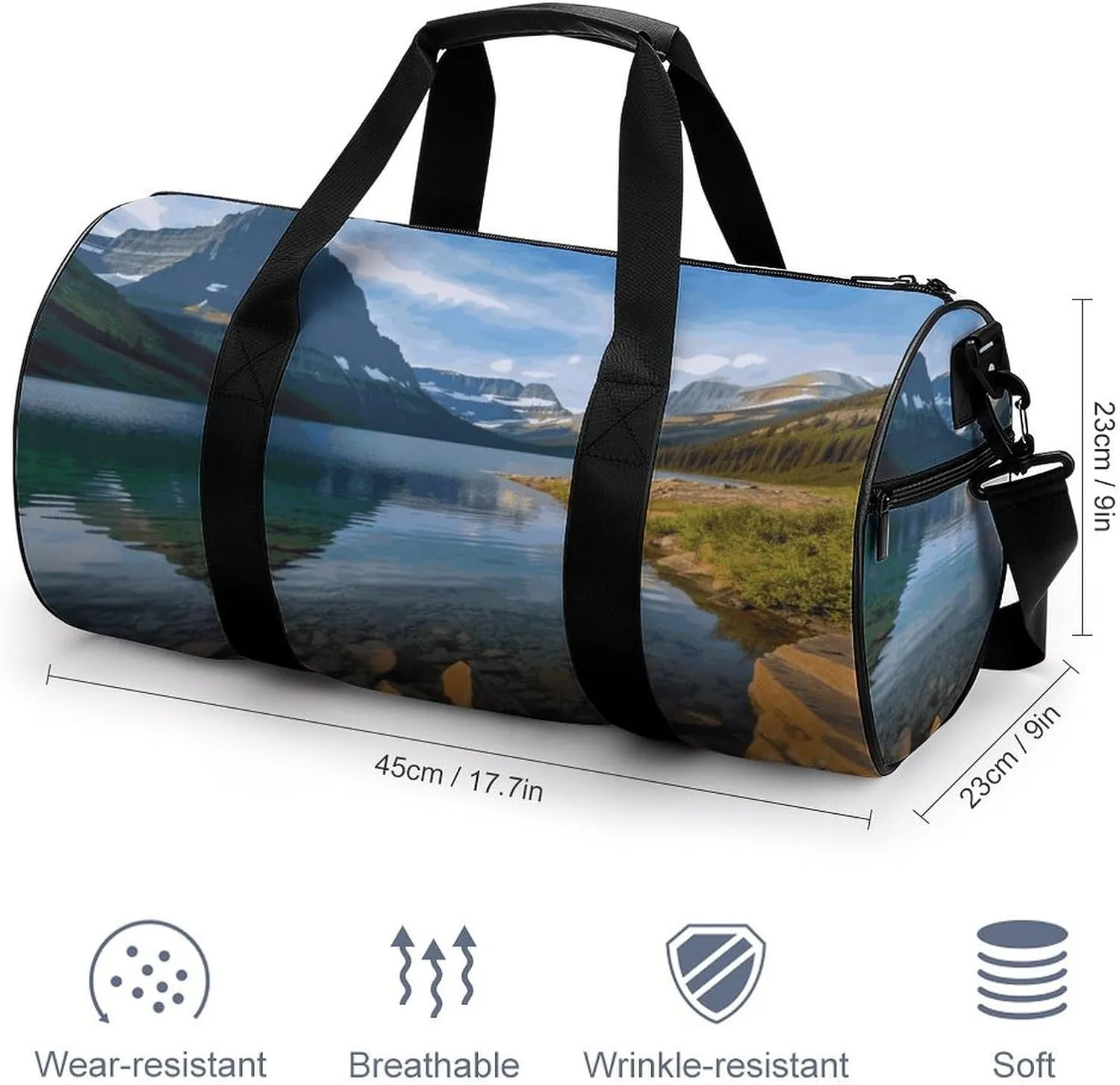 Glacier National Park Gym Bag Small Travel Duffle Bag with Compartment Carry On Weekender Bag for Women Men