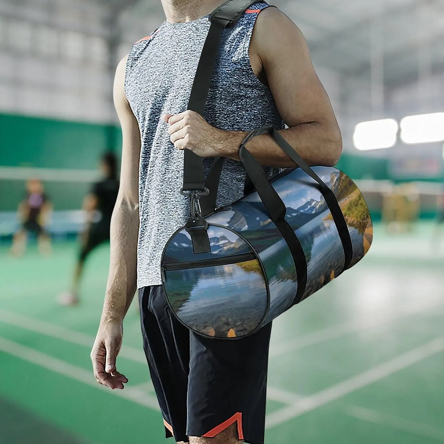Glacier National Park Gym Bag Small Travel Duffle Bag with Compartment Carry On Weekender Bag for Women Men