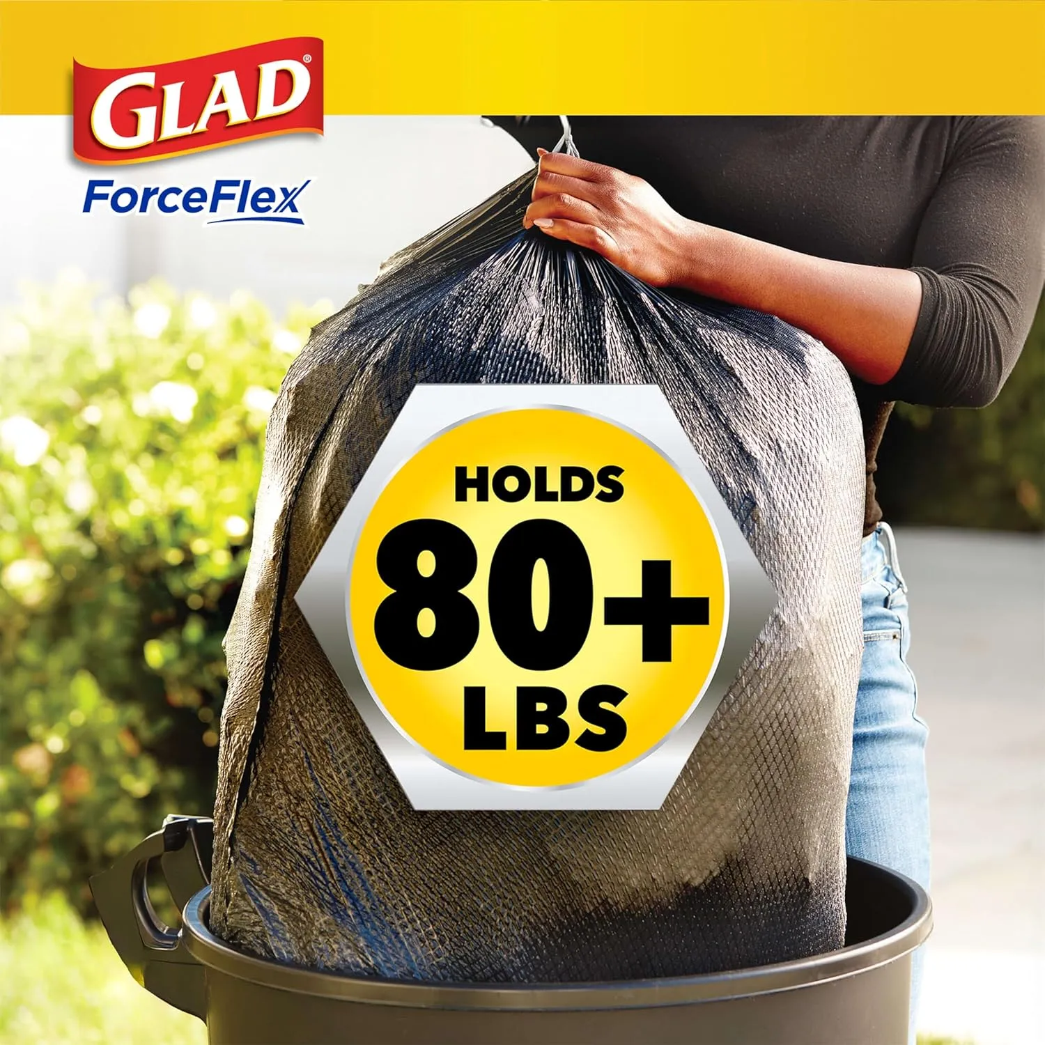 Glad Large Trash Bags, ForceFlex with Clorox, 30 Gal, Mountain Air, 50 Ct (Package May Vary)