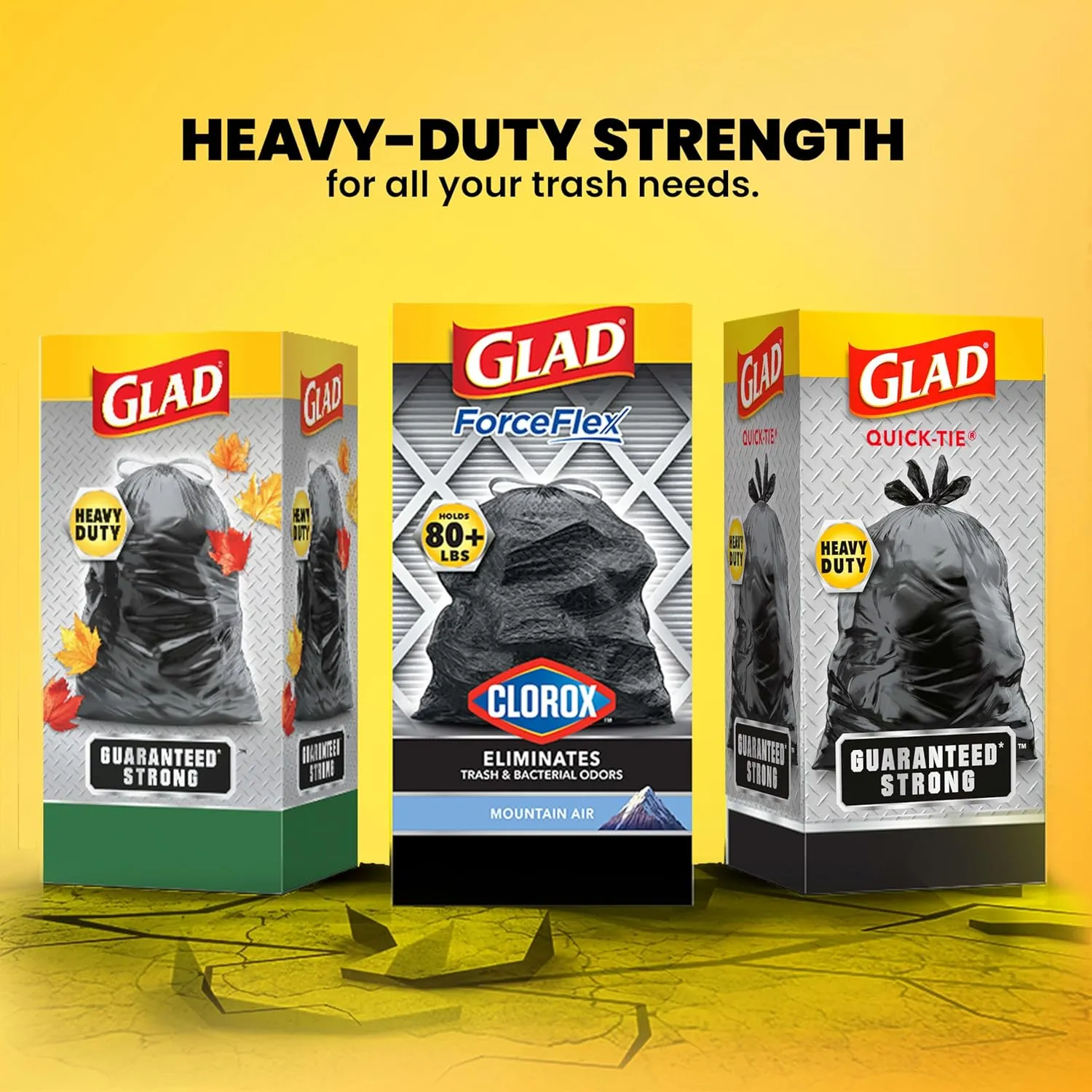 Glad Large Trash Bags, ForceFlex with Clorox, 30 Gal, Mountain Air, 50 Ct (Package May Vary)
