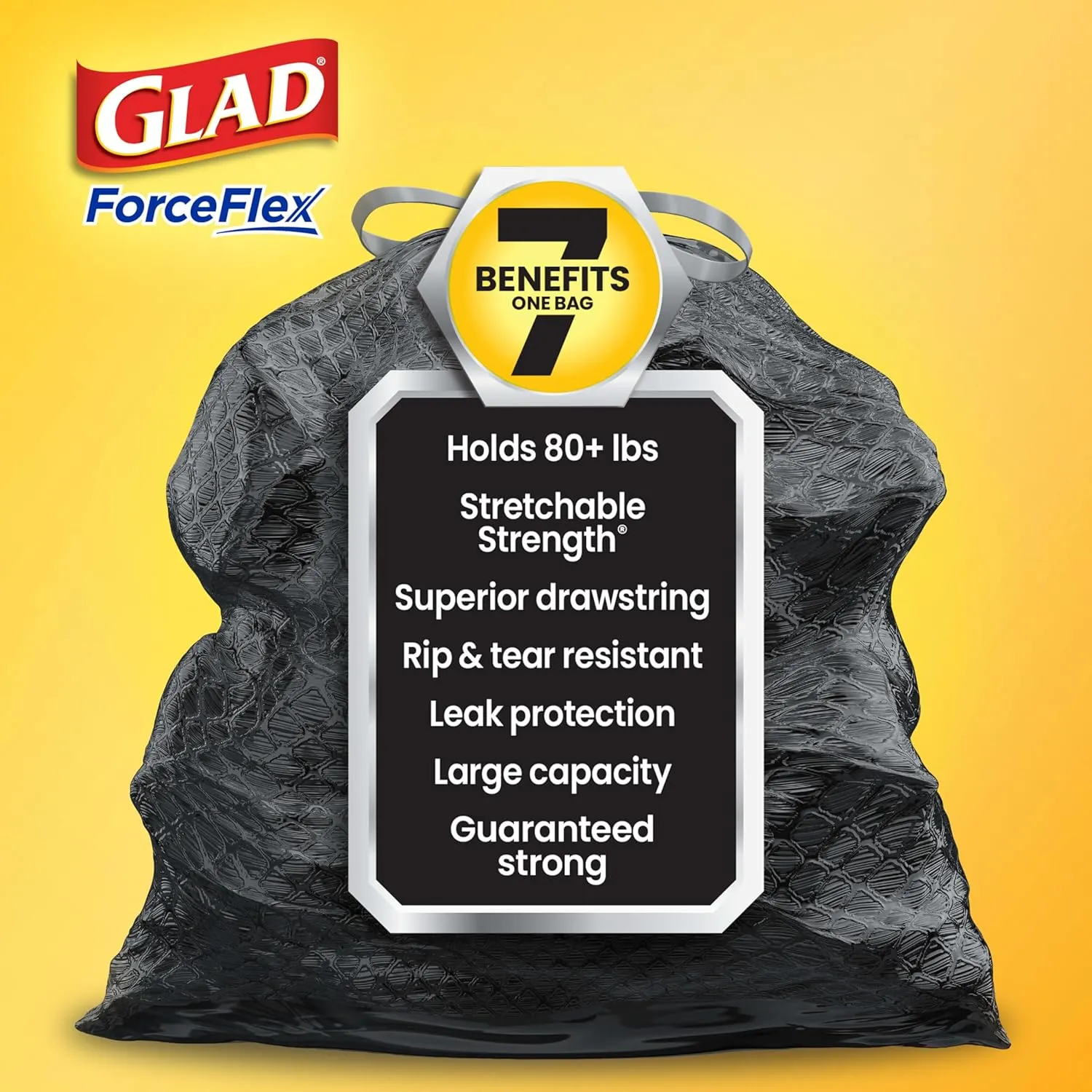 Glad Large Trash Bags, ForceFlex with Clorox, 30 Gal, Mountain Air, 50 Ct (Package May Vary)