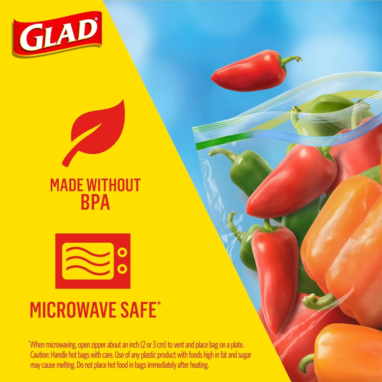 Glad Zipper Freezer Storage Plastic Bags, Quart, 56 Count (Packaging May Vary)