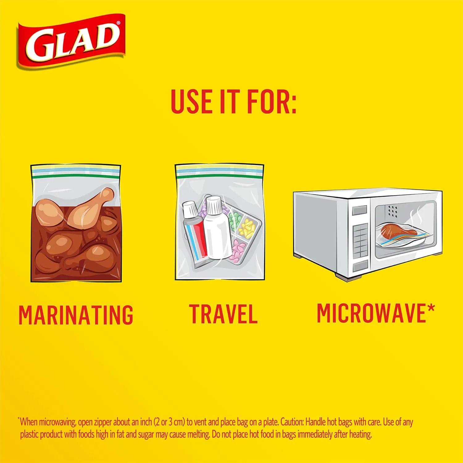 Glad Zipper Freezer Storage Plastic Bags, Quart, 56 Count (Packaging May Vary)