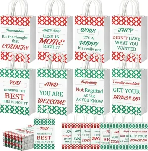Glenmal Christmas Funny Gift Bags with Handles Bulk Xmas Funny Gift Wrapping Paper Kraft Treat Goodie Bags 5.9 x 3.1 x 8.3 Inch Hilarious for Holiday Birthdays Paty(24 Pcs)
