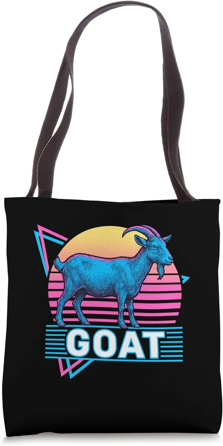 Goat Retro Vintage Synthwave Aesthetic Animal Lover Tote Bag