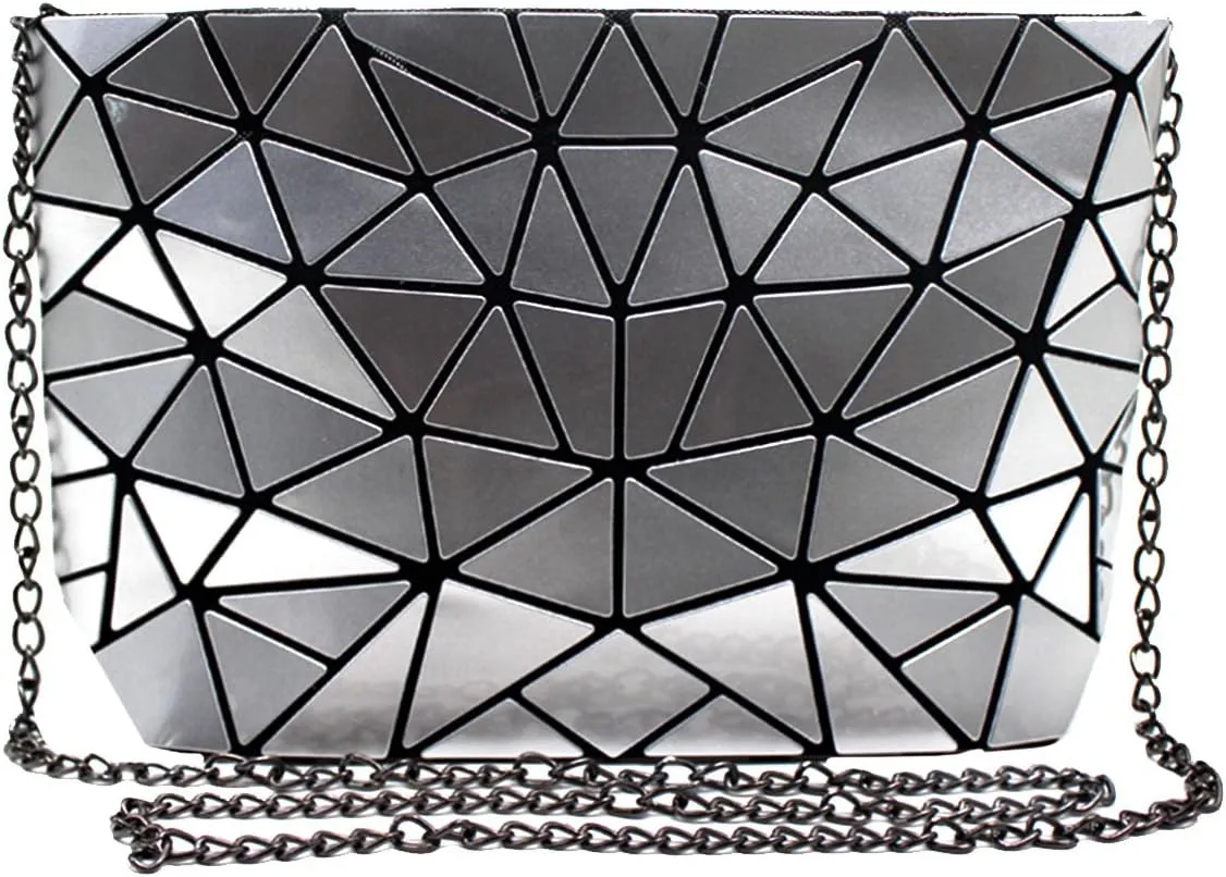 Goclothod Fashion Holographic Laser Shoulder Bag Geometric Envelope Clutch Chain Crossbody Purse