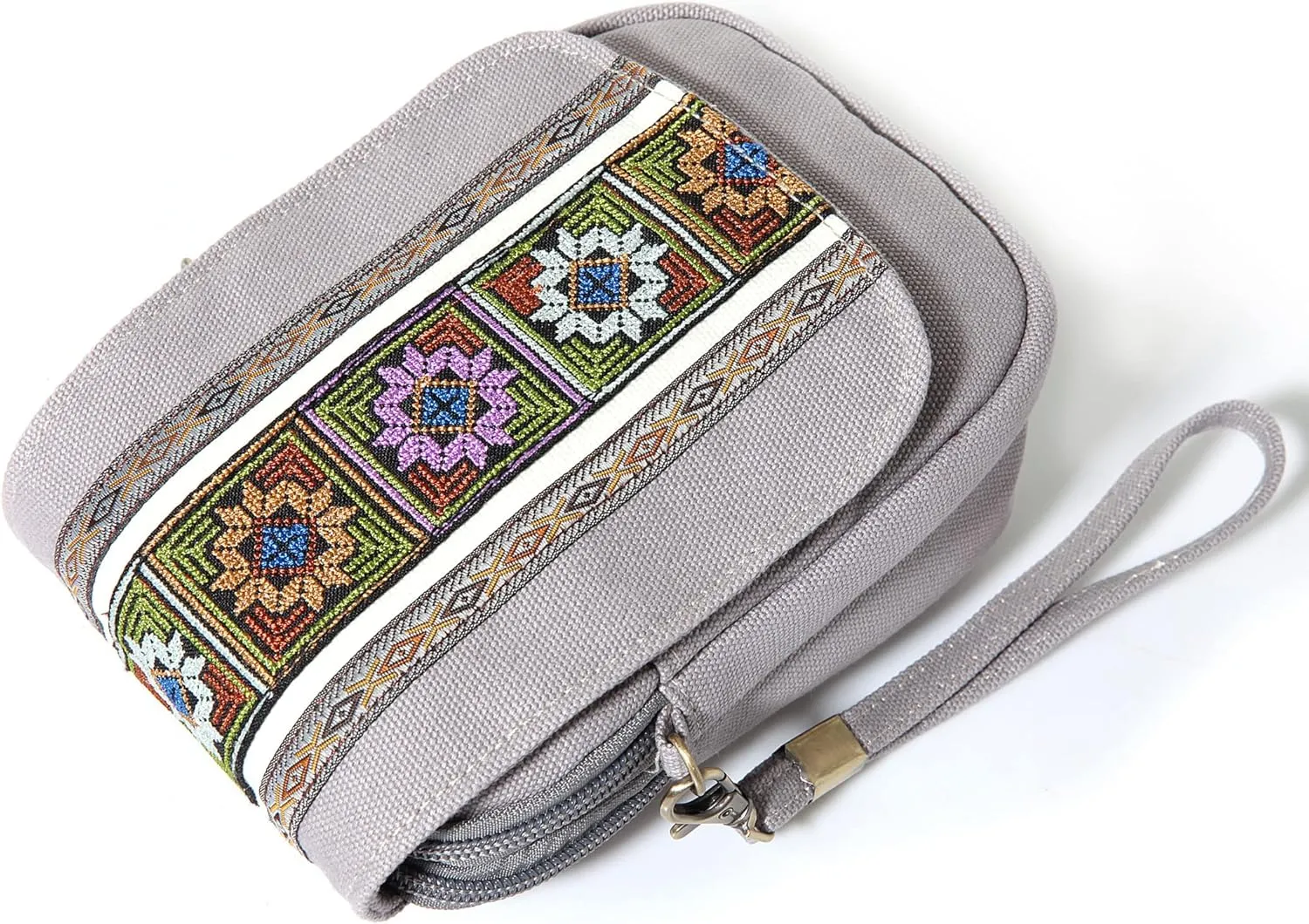 Goodhan Embroidery Canvas Crossbody Bag Cell phone Pouch Coin Purse for Women