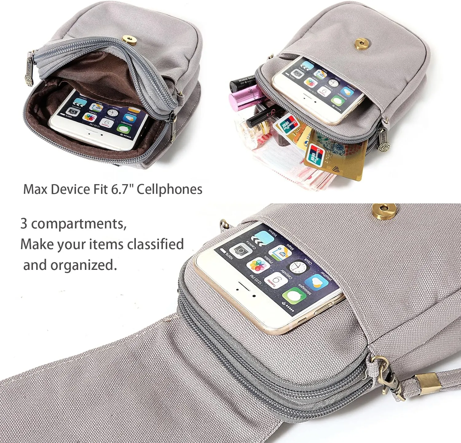 Goodhan Embroidery Canvas Crossbody Bag Cell phone Pouch Coin Purse for Women