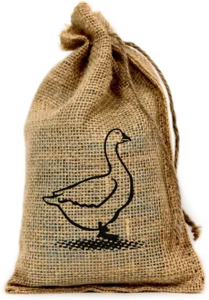Goose, Customized 6" X 10" Burlap Party Favor Bag with Drawstring - Set of 10