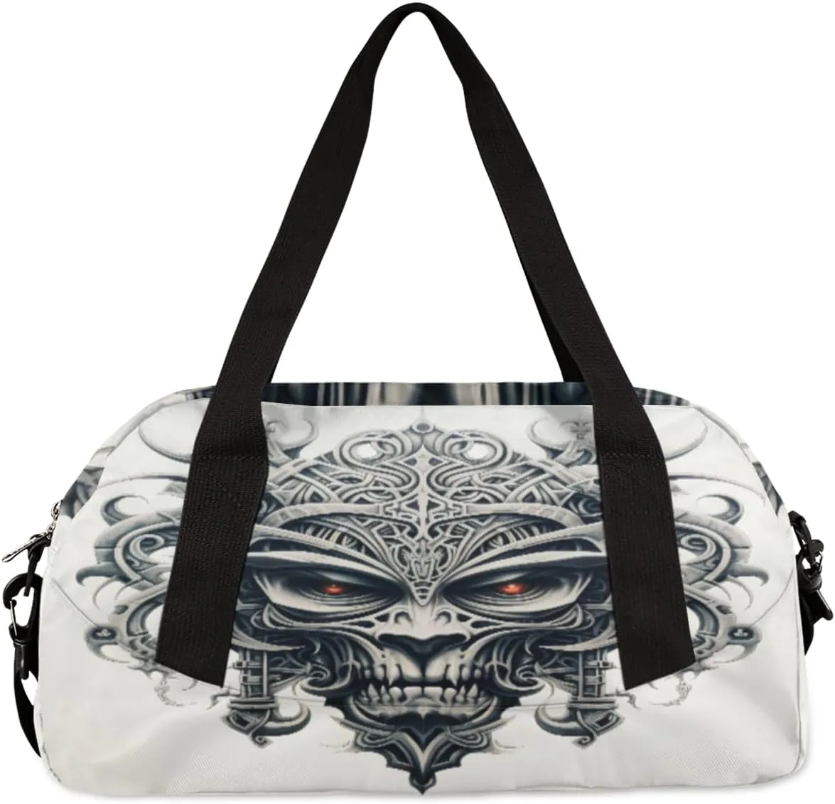 Goth Skull Printing Western Personalized Kids Duffel Bag Custom Gym Sports Duffle Bag Teen Travel Gymnastic Weekender Overnighter Bag Carry on Toe Bag for Boys & Girls