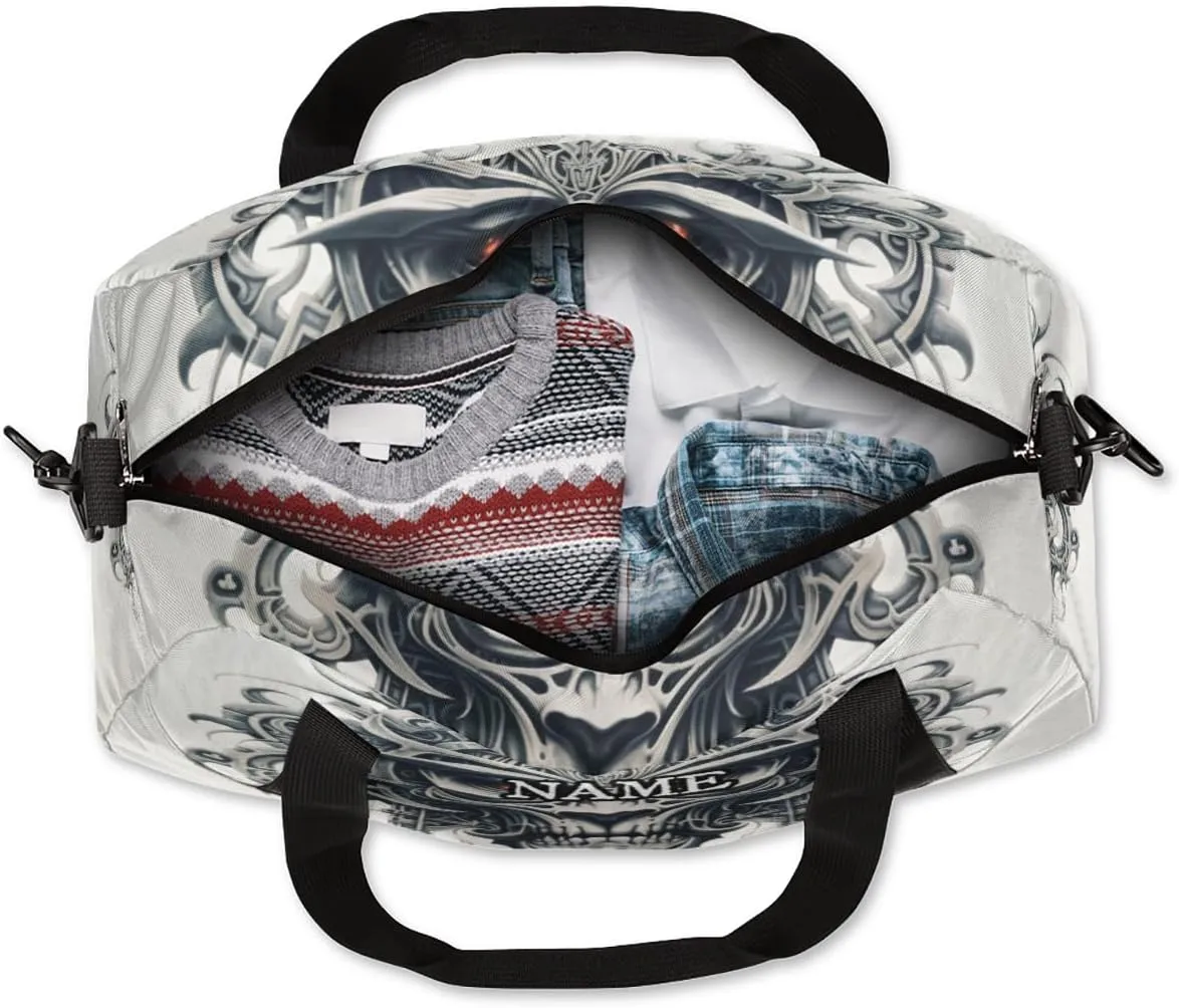 Goth Skull Printing Western Personalized Kids Duffel Bag Custom Gym Sports Duffle Bag Teen Travel Gymnastic Weekender Overnighter Bag Carry on Toe Bag for Boys & Girls