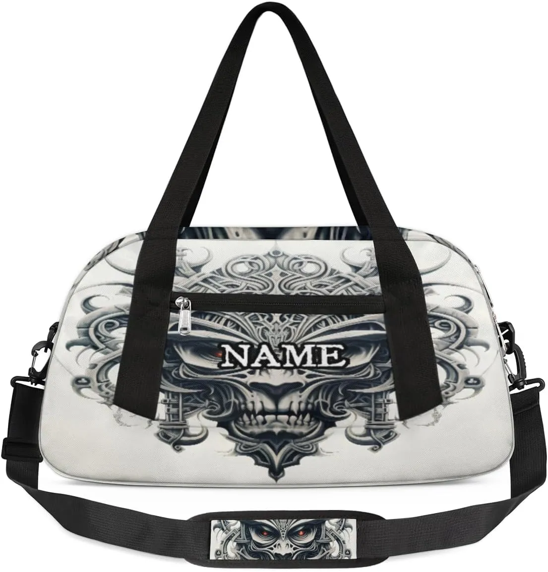 Goth Skull Printing Western Personalized Kids Duffel Bag Custom Gym Sports Duffle Bag Teen Travel Gymnastic Weekender Overnighter Bag Carry on Toe Bag for Boys & Girls