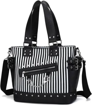 Gothic Backpack Canvas Bag Luminous Fashion Skull Crossbody Printed Bag Zipper Luminous Striped Shoulder Bag (Striped Bag)