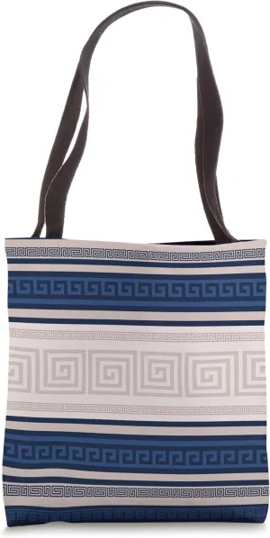 Greek Key - Meander - Blue and Beige Tote Bag