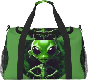 Green alien print Carry on Bag Underseat Personal Item Bag Travel Duffel Bag Gym Carry On Sports Bag