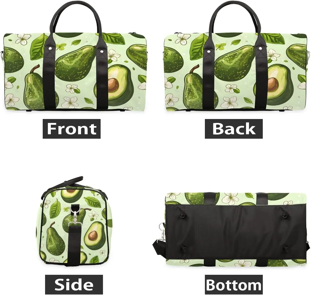 Green Avocado Foldable Lightweight Duffle Bag for Travel - Waterproof Carry On Bags for Airplanes, Travel Duffel Bags for Gym, Weekend