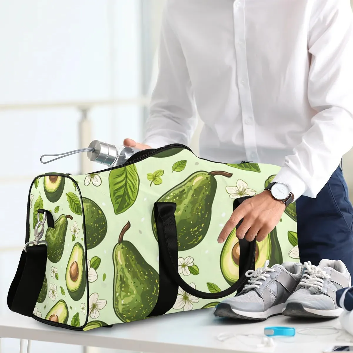 Green Avocado Foldable Lightweight Duffle Bag for Travel - Waterproof Carry On Bags for Airplanes, Travel Duffel Bags for Gym, Weekend