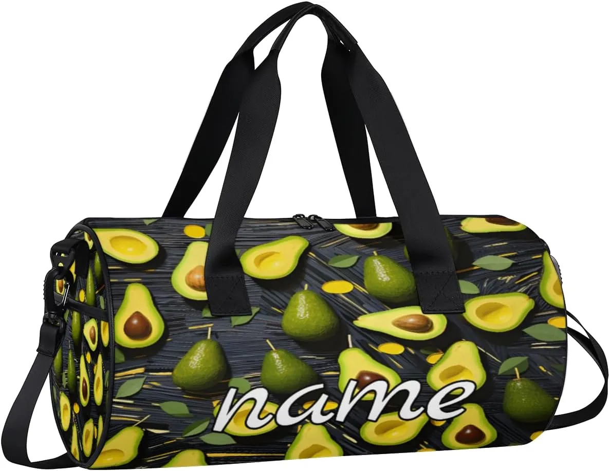 Green Avocado Pattern Custom Duffel Bags Weekender Bags Custom Sport Duffel Bag Carry on Overnight Weekender Bag