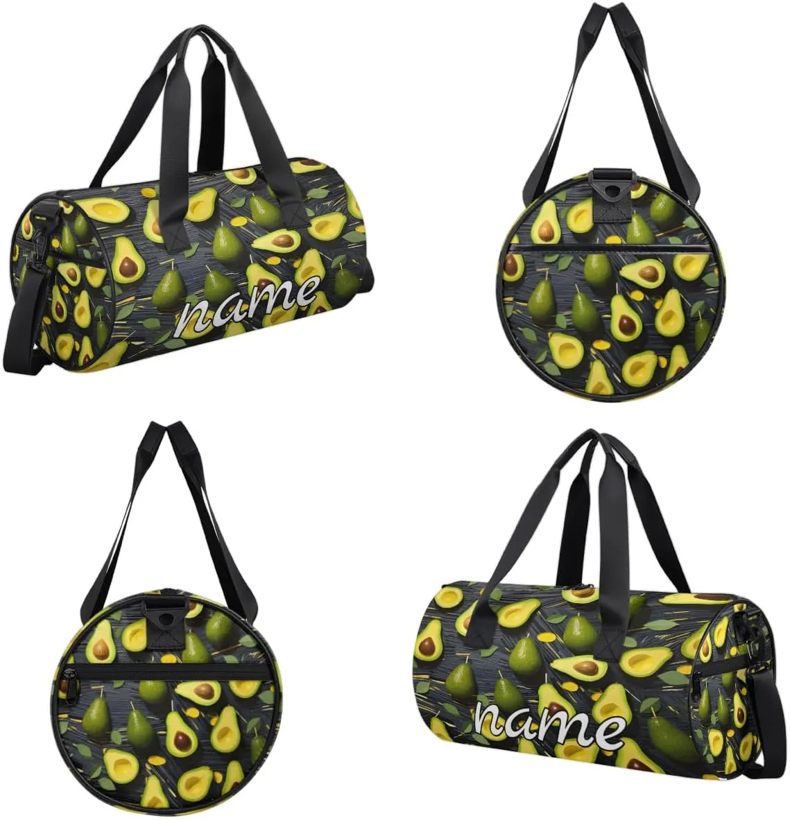 Green Avocado Pattern Custom Duffel Bags Weekender Bags Custom Sport Duffel Bag Carry on Overnight Weekender Bag