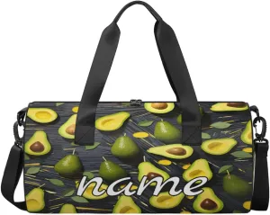 Green Avocado Pattern Custom Duffel Bags Weekender Bags Custom Sport Duffel Bag Carry on Overnight Weekender Bag