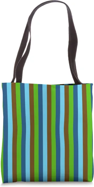 Green Blue Brown Vertical Lines Earth Day Geometric Ecology Tote Bag