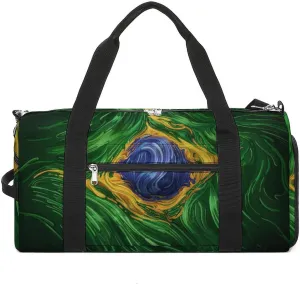 Green Brazil Flag Psychedelic A Fitness Bag with Large Storage Space Is Suitable for Portable Outdoor Use