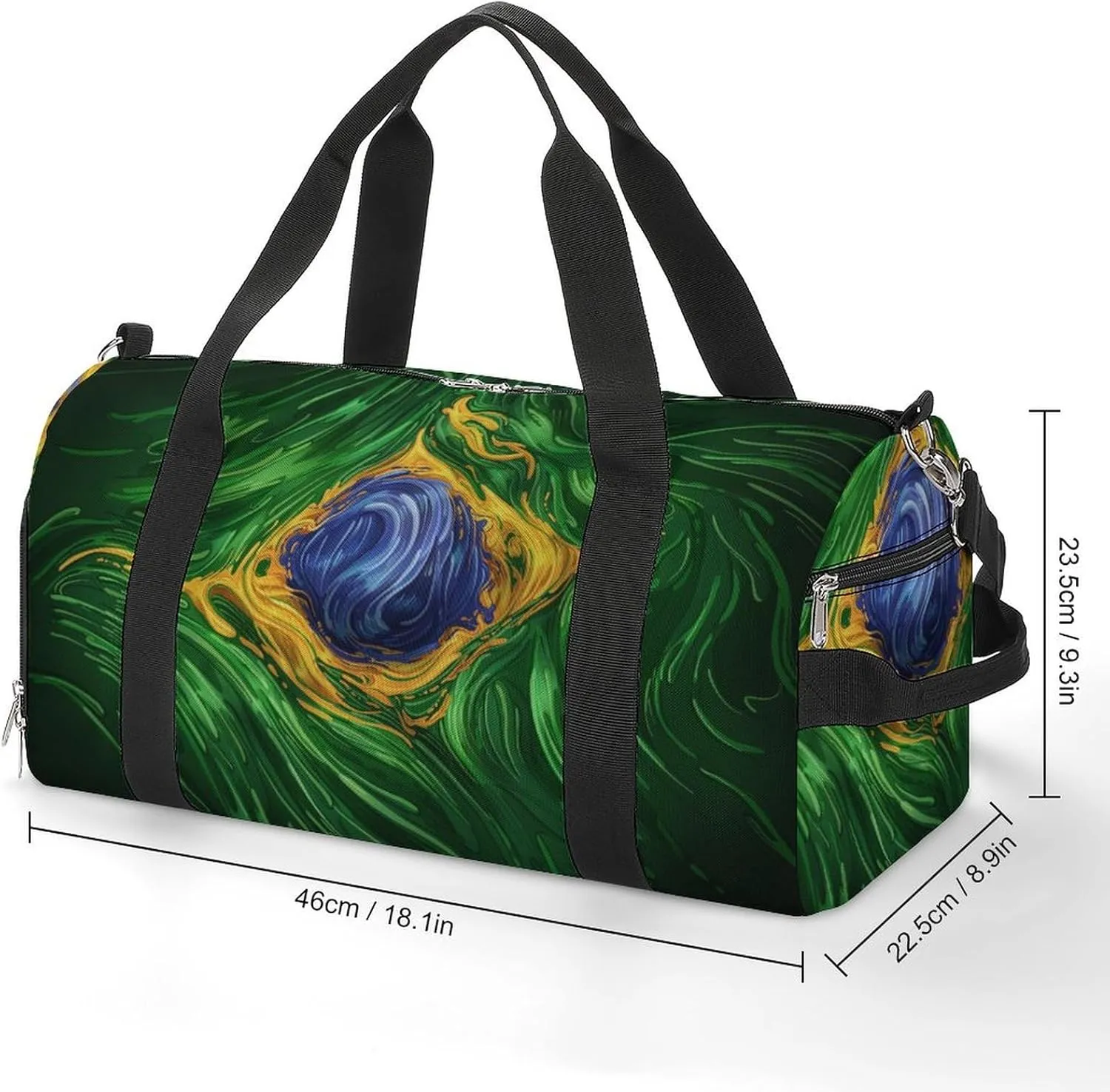 Green Brazil Flag Psychedelic A Fitness Bag with Large Storage Space Is Suitable for Portable Outdoor Use