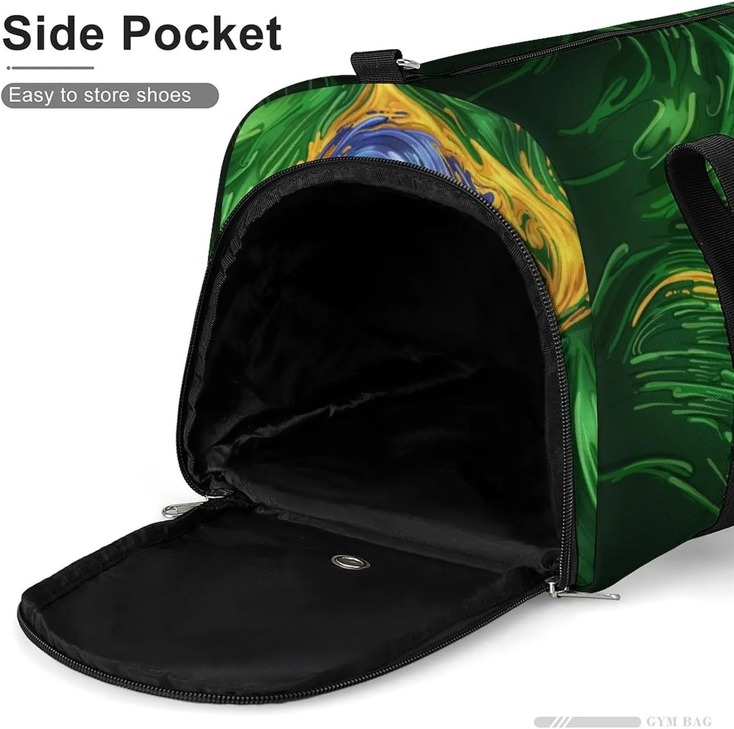 Green Brazil Flag Psychedelic A Fitness Bag with Large Storage Space Is Suitable for Portable Outdoor Use