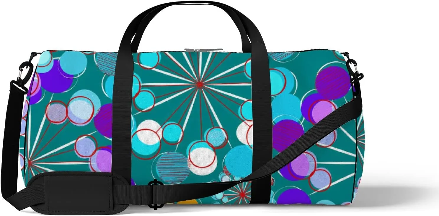 Green Color Stylized Dandelions Sports Bag Tote Bag Waterproof Gym Bag with Shoulder Strap Zipper 2 Side Pockets for Men and Women, Travel and Storage Shoulder Bag.