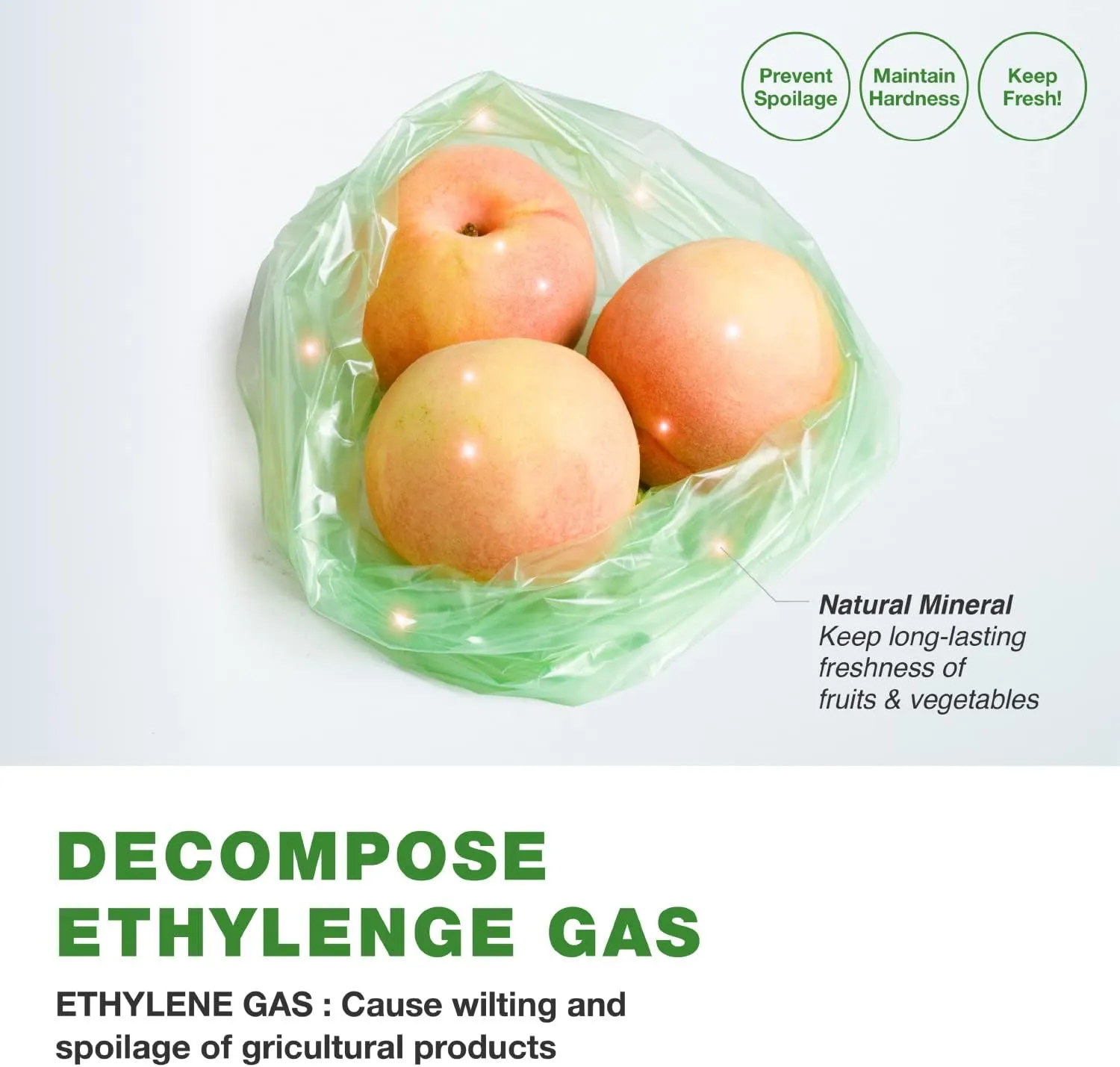 Green Food Storage Bags - 9.84" & 14.56" Sizes, 200 Bags, Keep Fresh Produce, Eco-Friendly, BPA FREE, HDPE