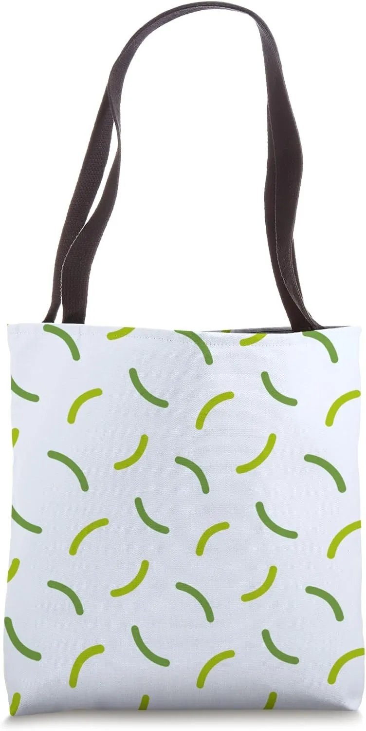 Green Lime Olive Arc Line Wave Circle Curve Pattern Tote Bag