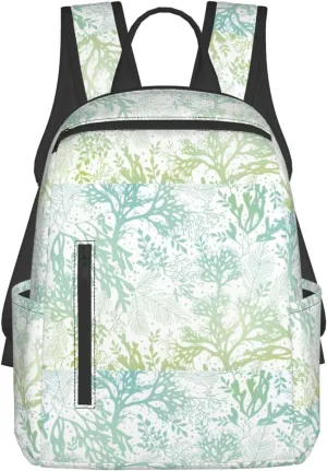 Green Sea Blue Seaweed Lightweight Backpack Travel Shoulder Bag with Stylish Print, Leisure Day Trips Shopping Backpack
