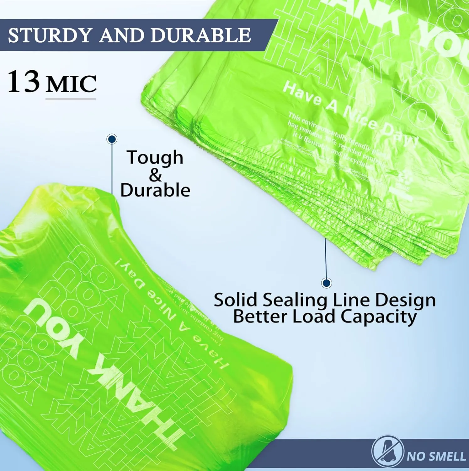 Green Thank you bags, 1000PCS T shirt bags, To Go Bags,Grocery bags, Reusable and Disposable,Perfect for Small Business,Take Out,Retail, Large