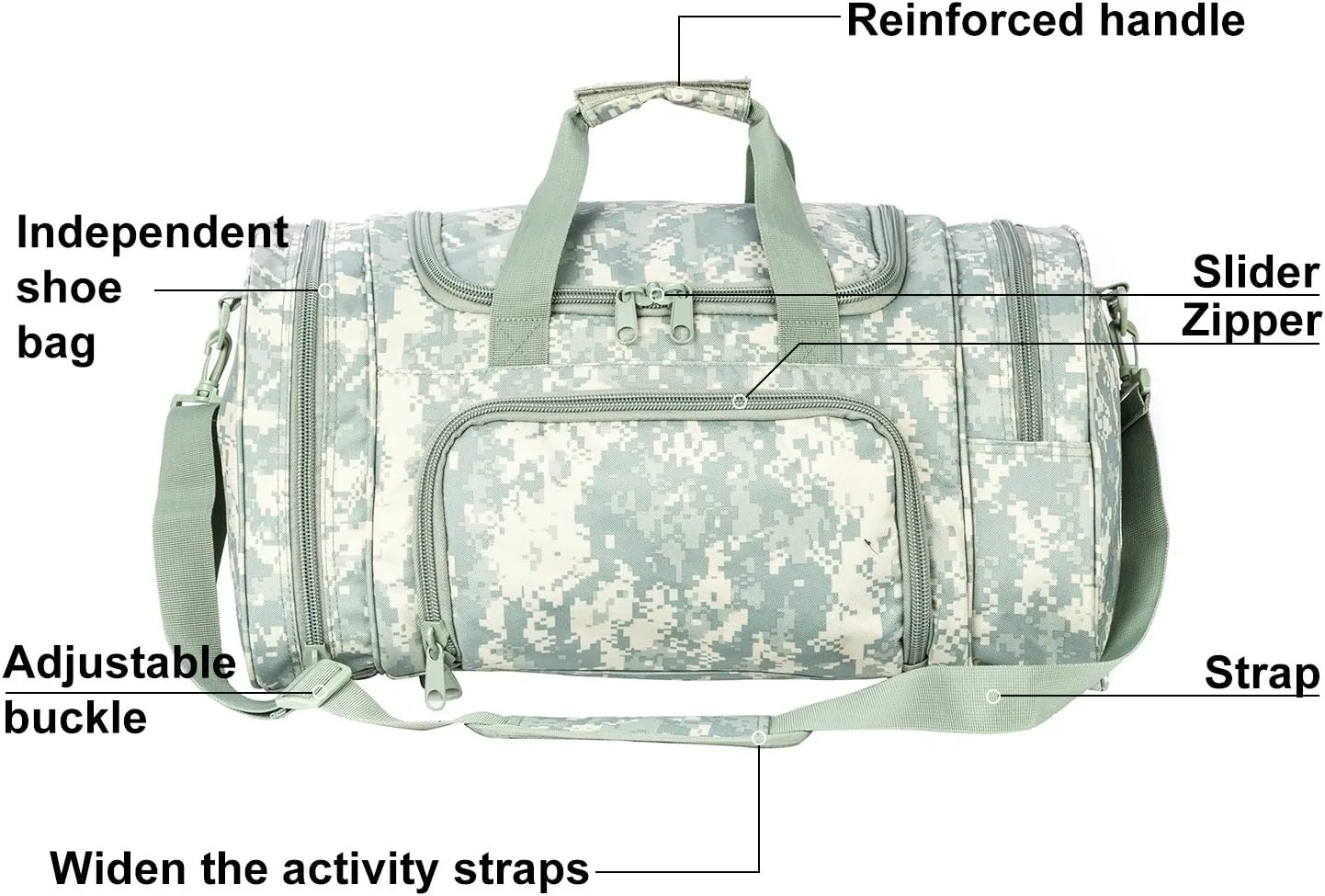 Greencity Gym Bag Travel Duffel Bag Sports Tote Tactical Army Weekender Work Out Bags for Women & Men Lightweight Waterproof Shoe Pocket,Acu 21 Inch