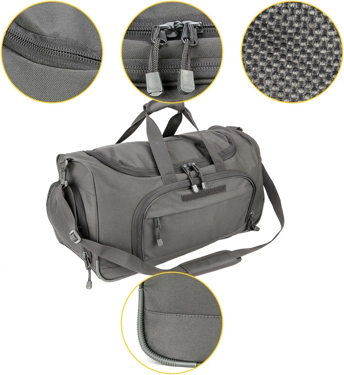 Greencity Gym Bag Travel Duffel Bag Sports Tote Tactical Army Weekender Work Out Bags for Women & Men Lightweight Waterproof Shoe Pocket,Grey 21.2 Inch