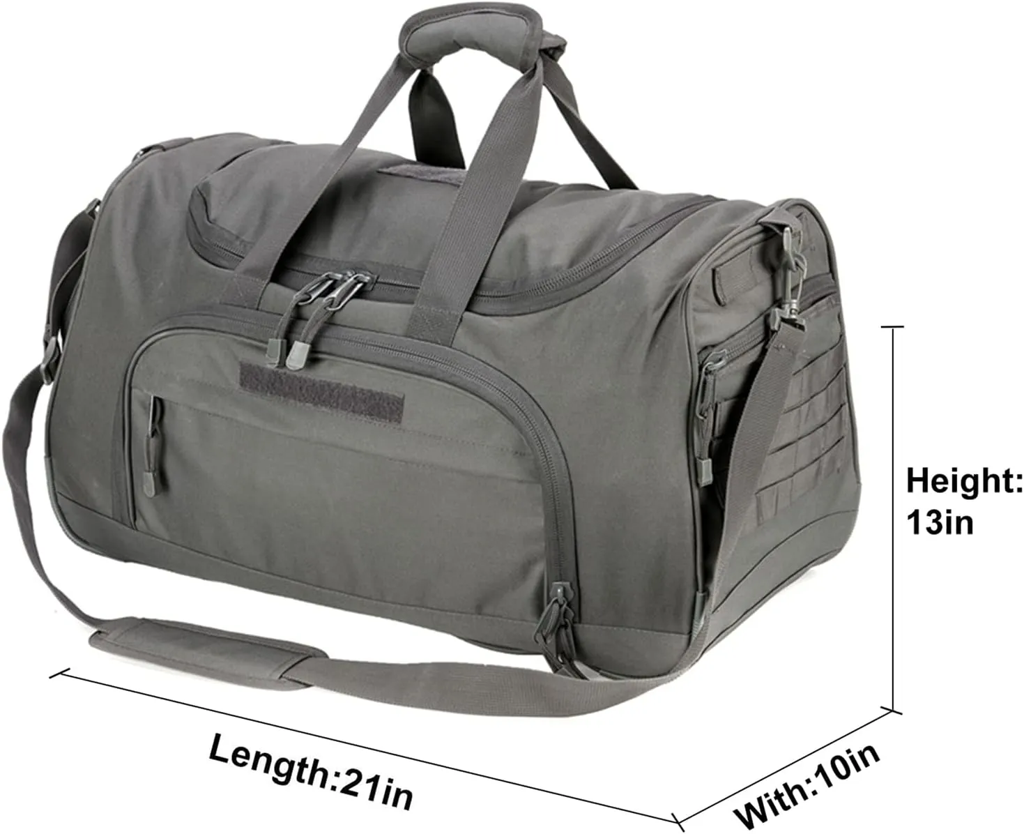 Greencity Gym Bag Travel Duffel Bag Sports Tote Tactical Army Weekender Work Out Bags for Women & Men Lightweight Waterproof Shoe Pocket,Grey 21.2 Inch
