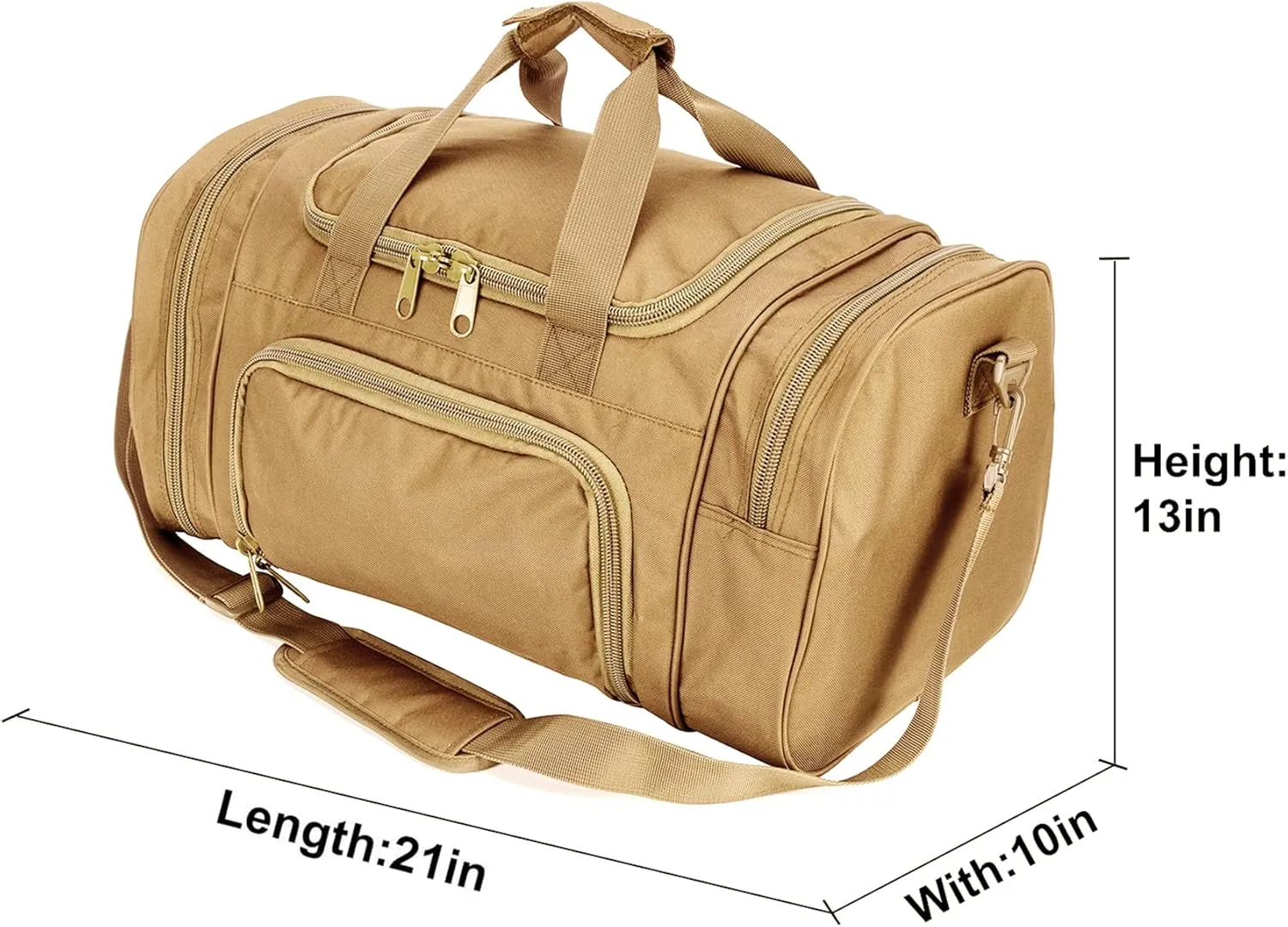Greencity Gym Bag Travel Duffel Bag Sports Tote Tactical Army Weekender Work Out Bags for Women & Men Lightweight Waterproof Shoe Pocket,Tan 21 Inch