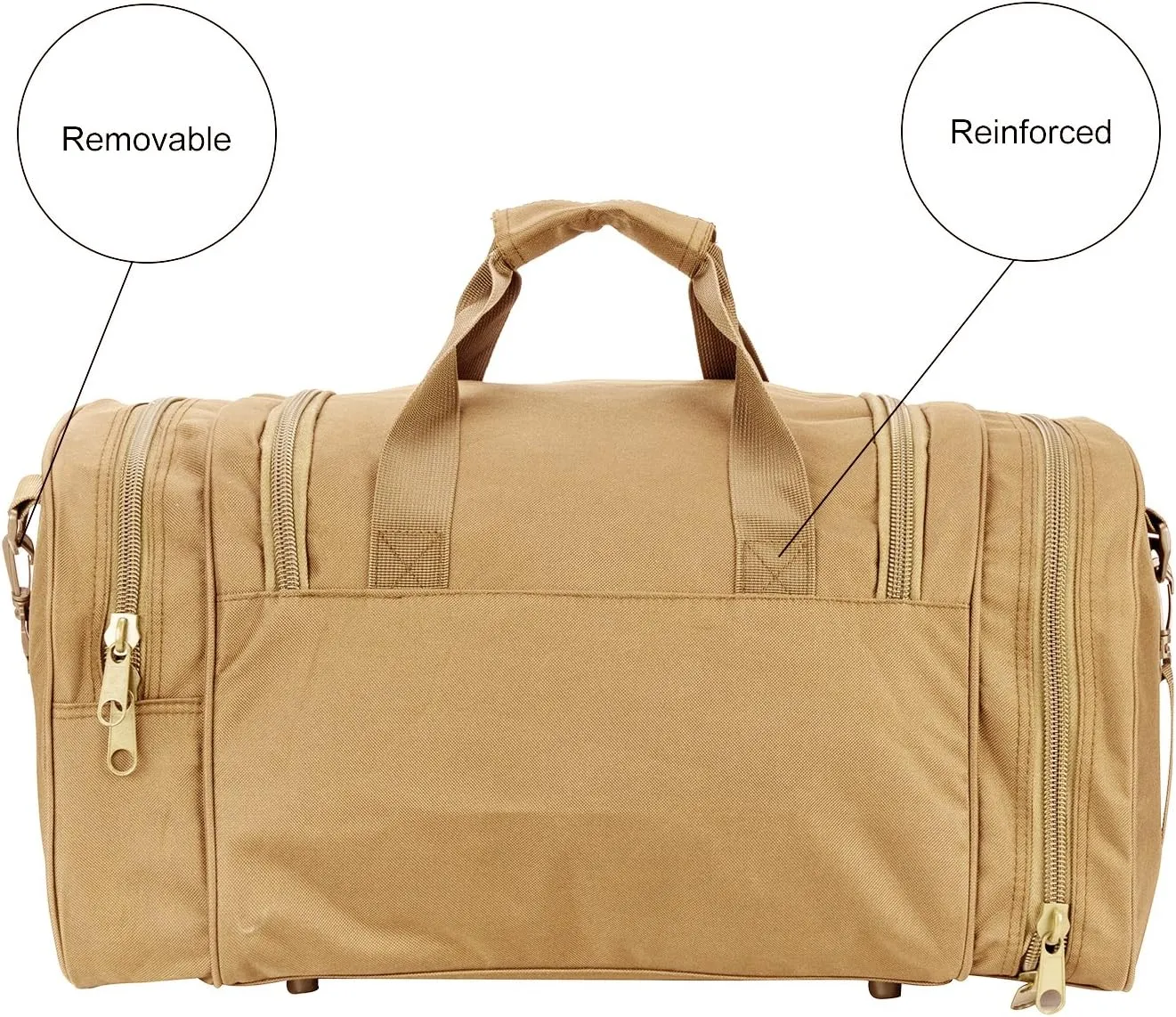 Greencity Gym Bag Travel Duffel Bag Sports Tote Tactical Army Weekender Work Out Bags for Women & Men Lightweight Waterproof Shoe Pocket,Tan 21 Inch