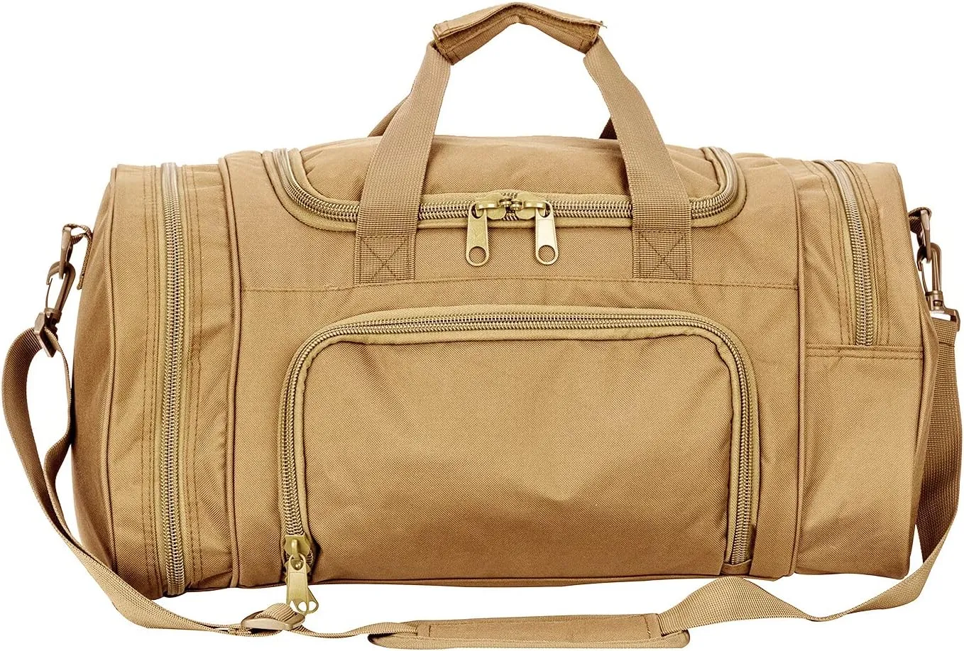 Greencity Gym Bag Travel Duffel Bag Sports Tote Tactical Army Weekender Work Out Bags for Women & Men Lightweight Waterproof Shoe Pocket,Tan 21 Inch