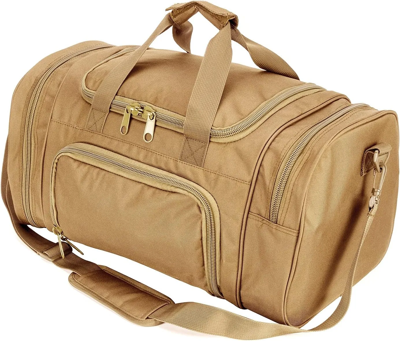 Greencity Gym Bag Travel Duffel Bag Sports Tote Tactical Army Weekender Work Out Bags for Women & Men Lightweight Waterproof Shoe Pocket,Tan 21 Inch
