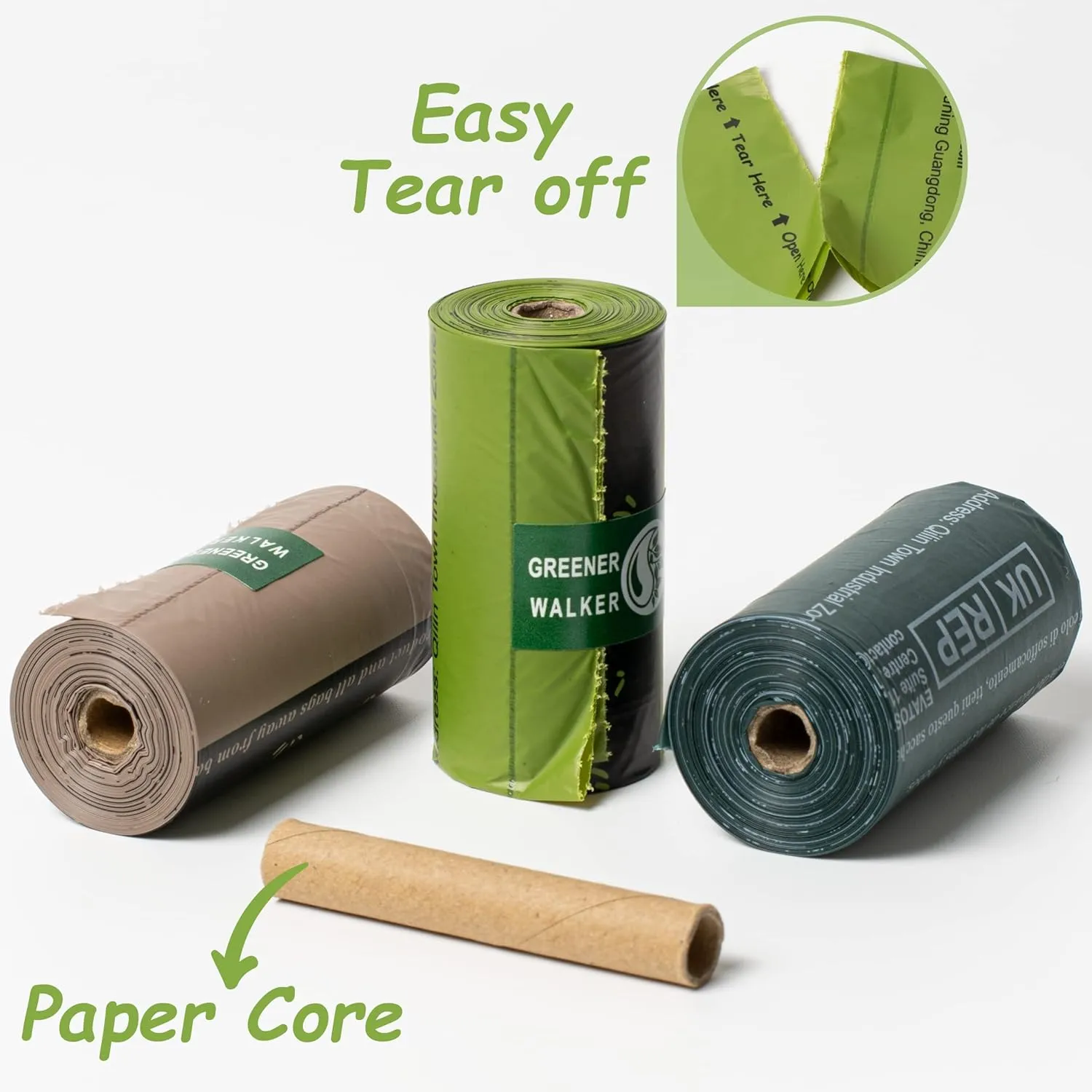 GREENER WALKER Poop Bags for Dog Waste, 1080 Doggy Waste Bags Extra Thick Strong 100% Leak-Proof (Deep Green)